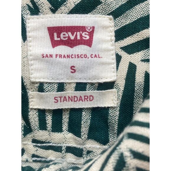 Levis Shirt Adult Small Green Standard Fit AOP Tropical Hawaiian Aloha Mens - Picture 3 of 10